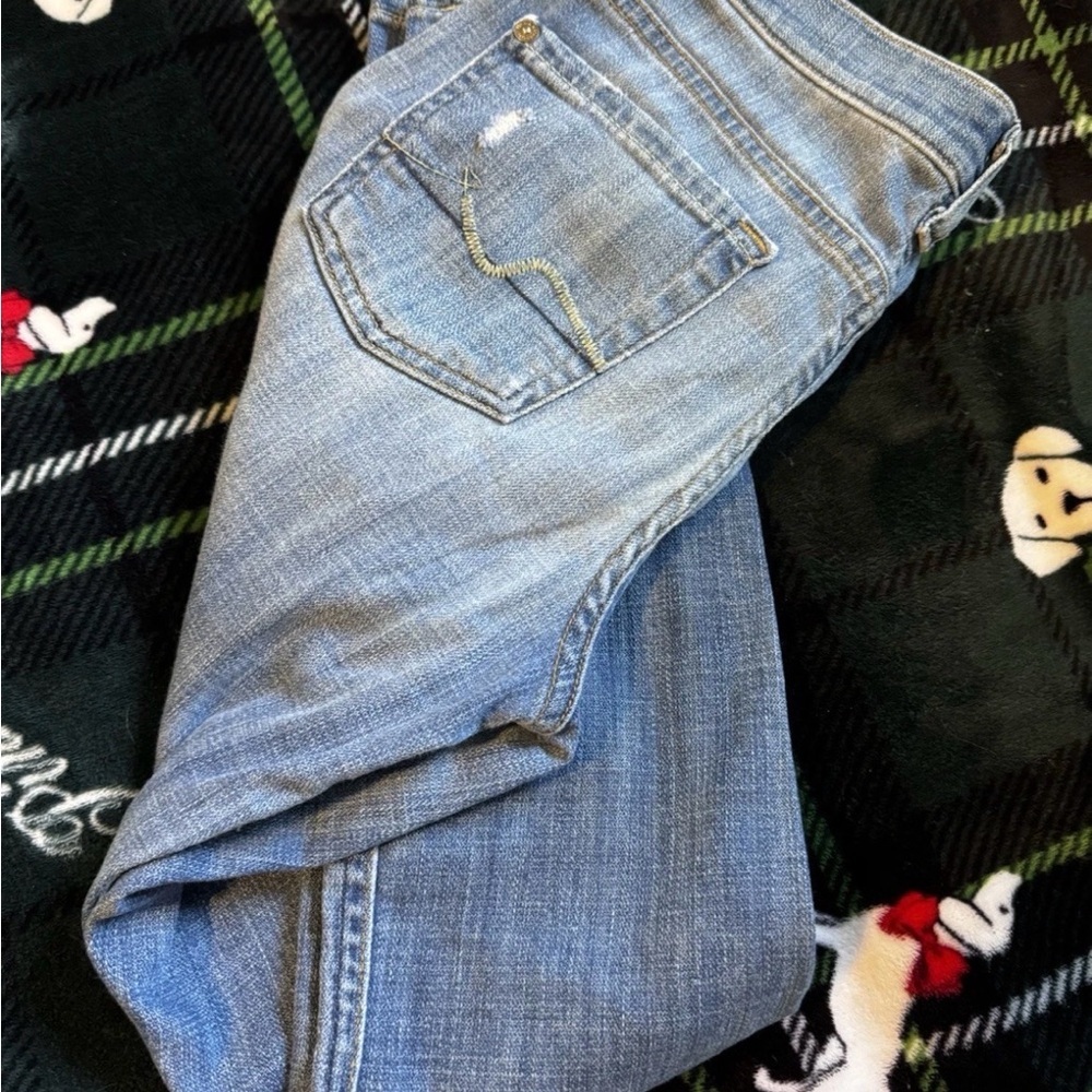 7 For All Mankind Skinny Jeans Womens 26 Low Rise Stretch Blue Distressed - Picture 4 of 7
